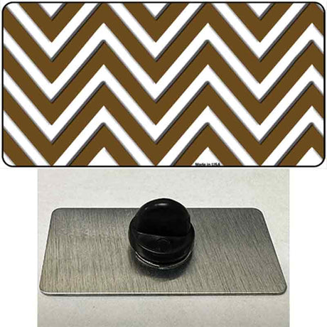 Brown White Large Chevron Novelty Metal Hat Pin