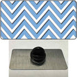 Light Blue White Large Chevron Novelty Metal Hat Pin