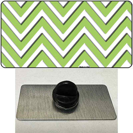 Lime Green White Large Chevron Novelty Metal Hat Pin