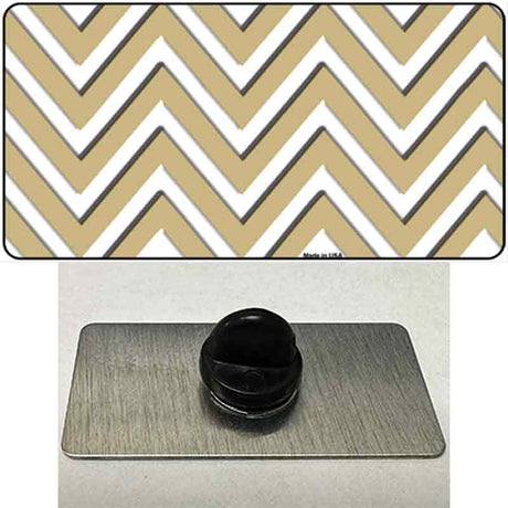 Gold White Large Chevron Novelty Metal Hat Pin