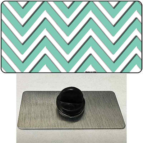 Mint White Large Chevron Novelty Metal Hat Pin