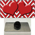 Red White Large Chevron Red Center Hearts Novelty Metal Hat Pin