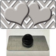 Grey White Large Chevron Grey Center Hearts Novelty Metal Hat Pin