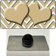 Gold White Large Chevron Gold Center Hearts Novelty Metal Hat Pin