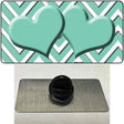 Mint White Large Chevron Mint Center Hearts Novelty Metal Hat Pin