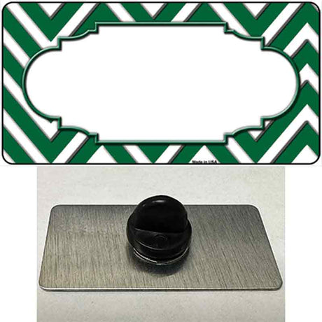 Green White Large Chevron Center Scallop Novelty Metal Hat Pin