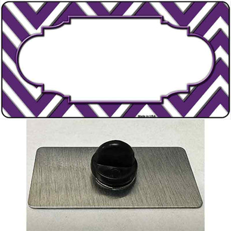 Purple White Large Chevron Center Scallop Novelty Metal Hat Pin