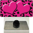 Pink Black Cheetah Pink Center Hearts Novelty Metal Hat Pin