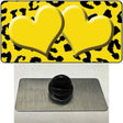 Yellow Black Cheetah Yellow Center Hearts Novelty Metal Hat Pin