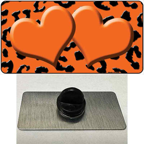 Orange Black Cheetah Orange Center Hearts Novelty Metal Hat Pin