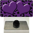 Purple Black Cheetah Purple Center Hearts Novelty Metal Hat Pin