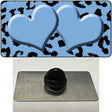 Light Blue Black Cheetah Light Blue Center Hearts Novelty Metal Hat Pin