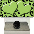 Lime Green Black Cheetah Lime Green Center Hearts Novelty Metal Hat Pin