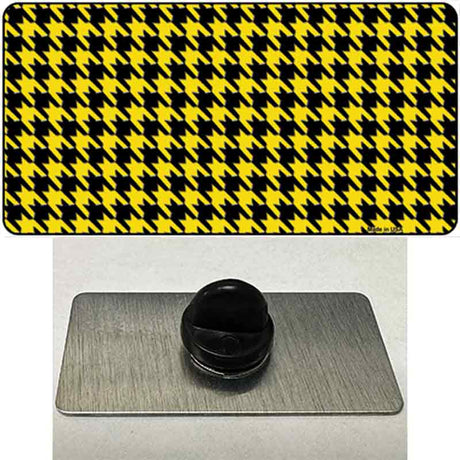 Yellow Black Houndstooth Novelty Metal Hat Pin