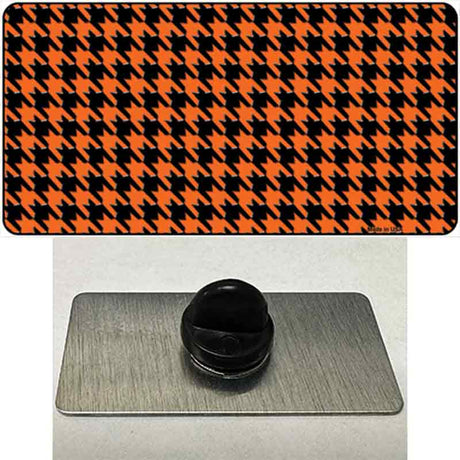 Orange Black Houndstooth Novelty Metal Hat Pin