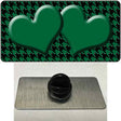 Green Black Houndstooth Green Center Hearts Novelty Metal Hat Pin