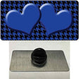 Blue Black Houndstooth Blue Center Hearts Novelty Metal Hat Pin