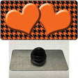 Orange Black Houndstooth Orange Center Hearts Novelty Metal Hat Pin