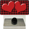 Red Black Houndstooth Red Center Hearts Novelty Metal Hat Pin