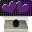 Purple Black Houndstooth Purple Center Hearts Novelty Metal Hat Pin