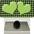 Lime Green Black Houndstooth Lime Green Center Hearts Novelty Metal Hat Pin