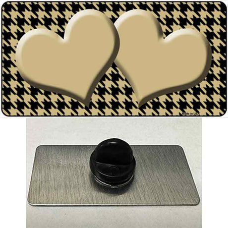 Gold Black Houndstooth Gold Center Hearts Novelty Metal Hat Pin