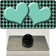 Mint Black Houndstooth Mint Center Hearts Novelty Metal Hat Pin