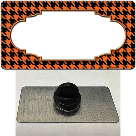 Orange Black Houndstooth Scallop Center Novelty Metal Hat Pin