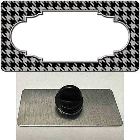 Grey Black Houndstooth Scallop Center Novelty Metal Hat Pin