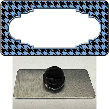 Light Blue Black Houndstooth Scallop Center Novelty Metal Hat Pin