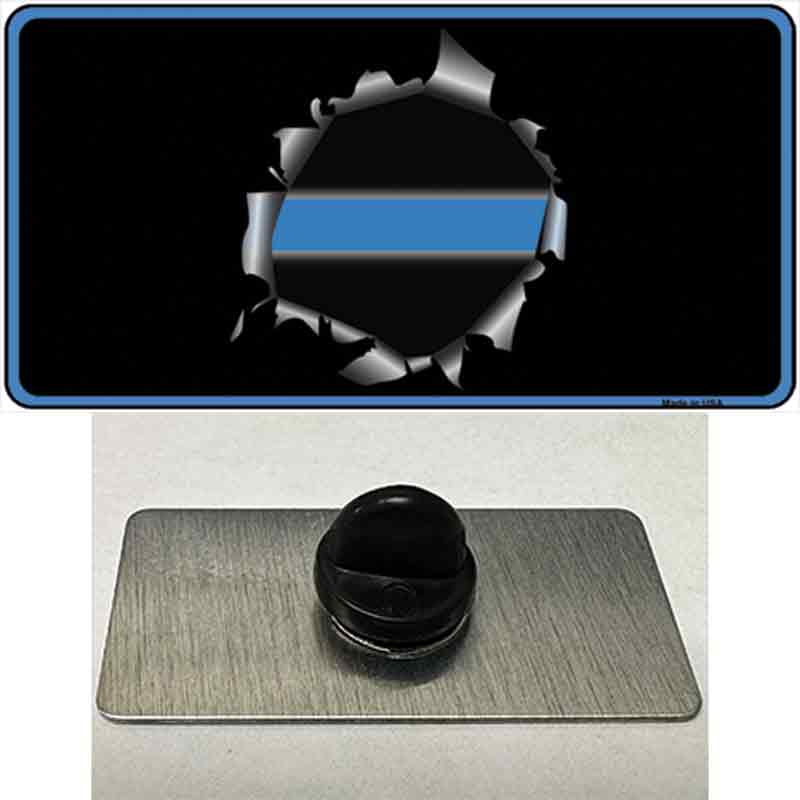 Thin Blue Line Bullet Hole Novelty Metal Hat Pin