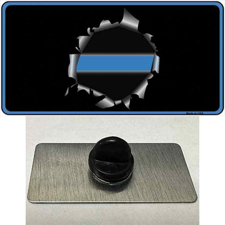 Thin Blue Line Bullet Hole Novelty Metal Hat Pin