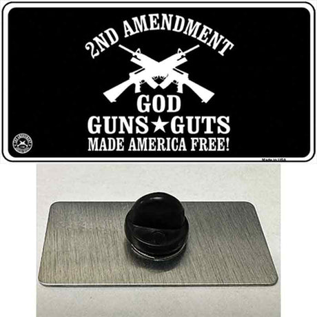 God, Guns, Guts Novelty Metal Hat Pin