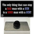 Stop A Bad Man Novelty Metal Hat Pin