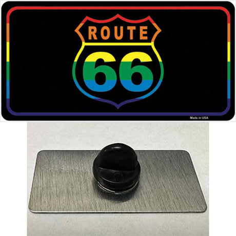 Route 66 Rainbow Flag Novelty Metal Hat Pin