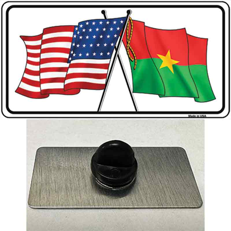 United States Burkina Faso Crossed Flags Novelty Metal Hat Pin Sign