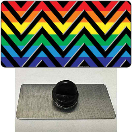 Rainbow Black Chevron Novelty Metal Hat Pin