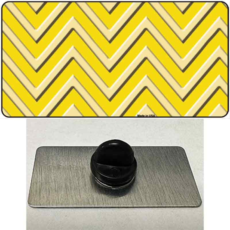 Yellow Light Yellow Large Chevron Novelty Metal Hat Pin