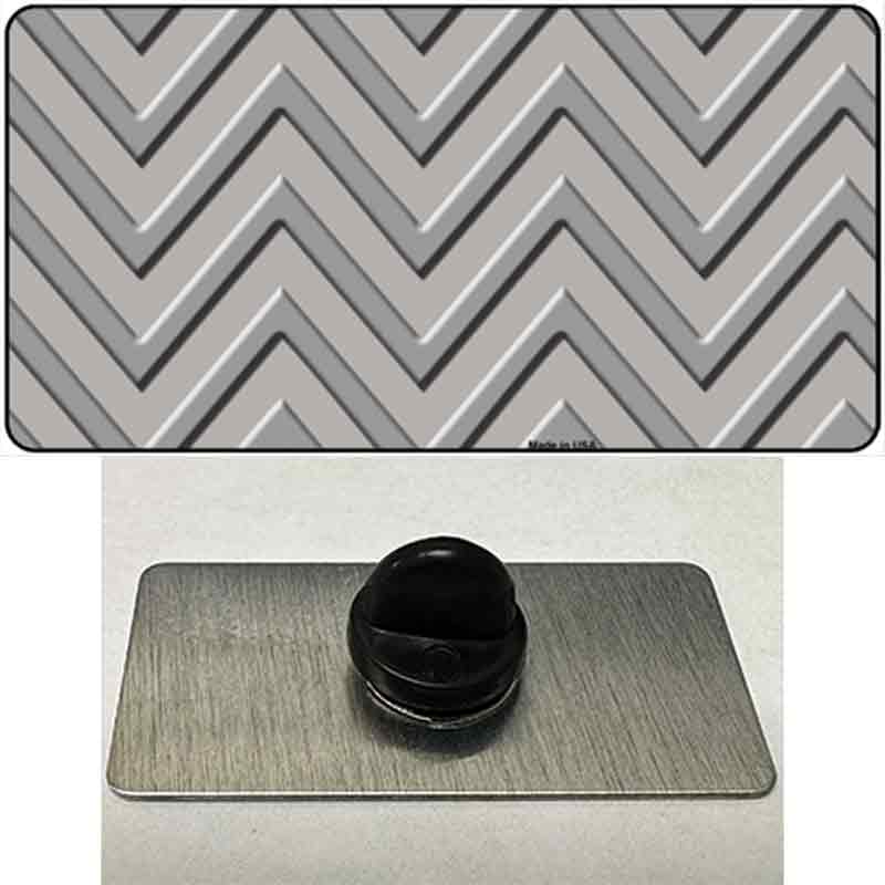 Grey Light Grey Large Chevron Novelty Metal Hat Pin