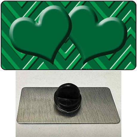 Green Light Green Heart Large Chevron Novelty Metal Hat Pin