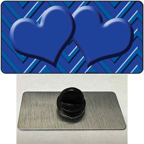 Blue Light Blue Heart Large Chevron Novelty Metal Hat Pin