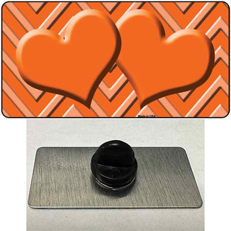 Orange Light Orange Heart Large Chevron Novelty Metal Hat Pin