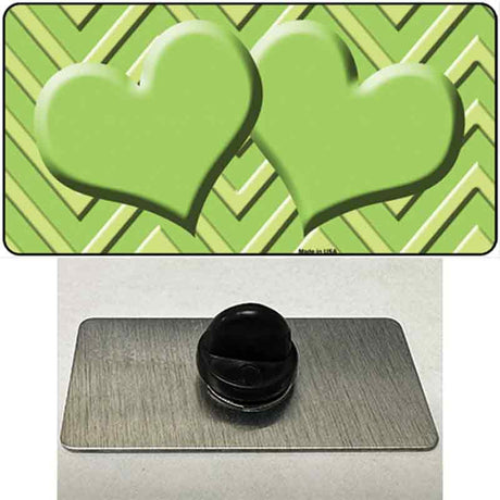 Lime Green Lighter Lime Green Heart Large Chevron Novelty Metal Hat Pin