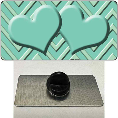 Mint Light Mint Heart Large Chevron Novelty Metal Hat Pin