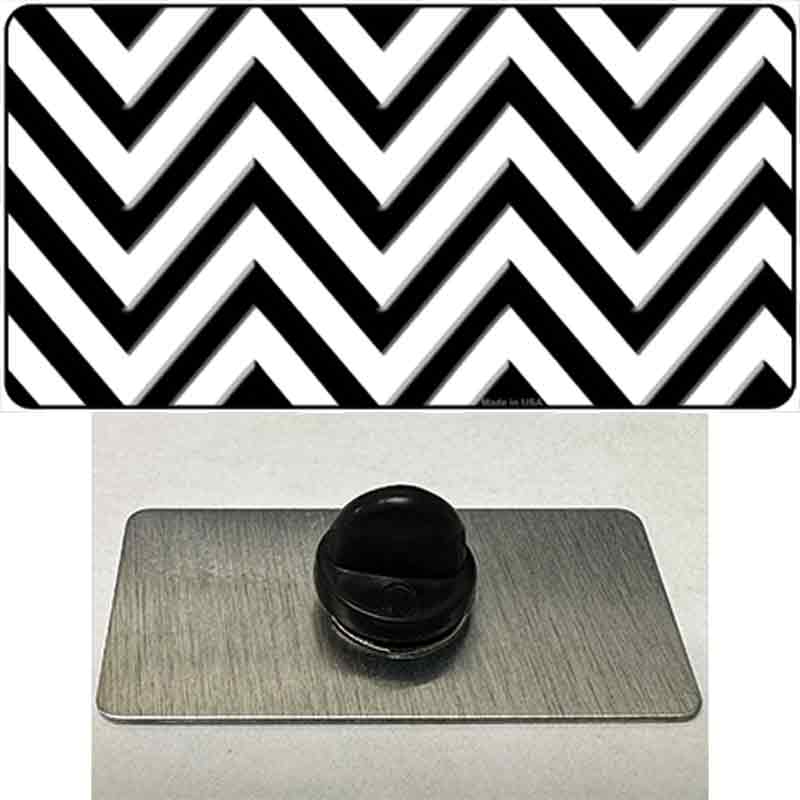 White Black Large Chevron Novelty Metal Hat Pin