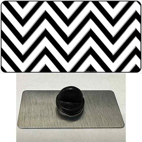 White Black Large Chevron Novelty Metal Hat Pin