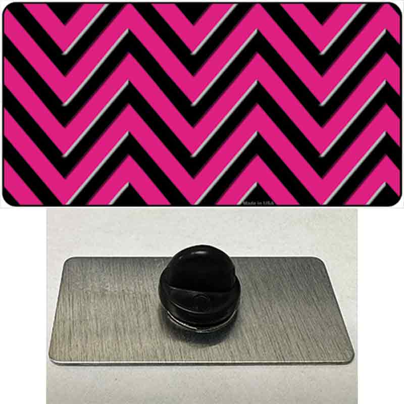 Pink Black Large Chevron Novelty Metal Hat Pin