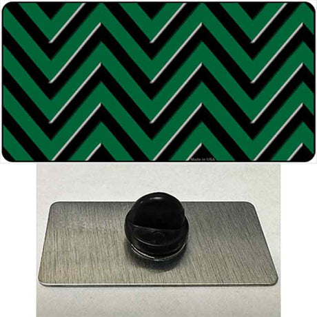 Green Black Large Chevron Novelty Metal Hat Pin