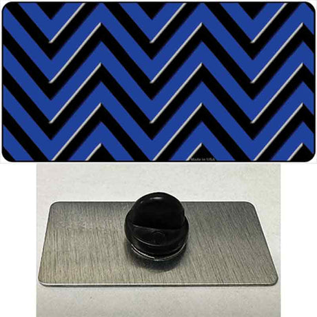 Blue Black Large Chevron Novelty Metal Hat Pin