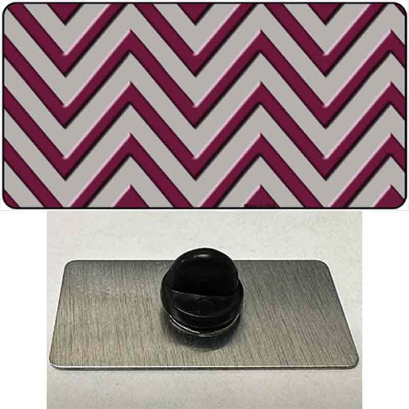 Maroon Grey Chevron Novelty Metal Hat Pin